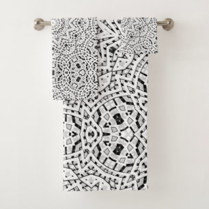 Abstract modern naadloos sier wit zwart AR Bad Handdoek