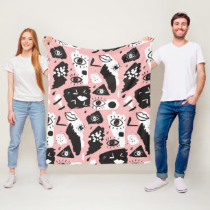 Abstract modern Oogbeeld- en lipenpatroon Fleece Deken