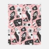 Abstract modern Oogbeeld- en lipenpatroon Fleece Deken (Voorkant)