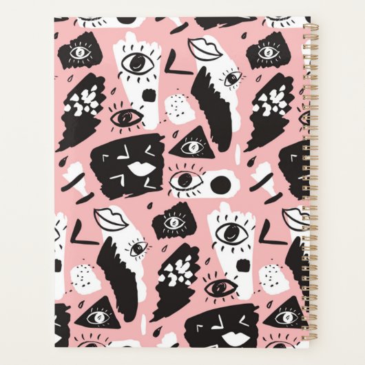 Abstract modern Oogbeeld- en lipenpatroon Planner (Achterkant)