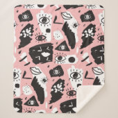 Abstract modern Oogbeeld- en lipenpatroon Sherpa Deken (Voorkant)