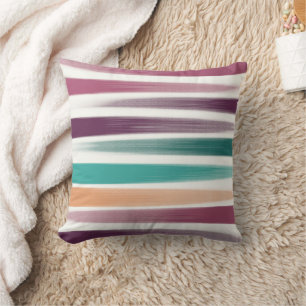 Abstract modern paars marsala turquoise penseelstr kussen