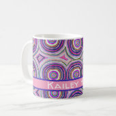 Abstract Modern Personalized Pink Purple Circles Koffiemok (Voorkant links)
