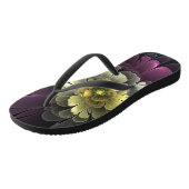 Abstract Modern Purper Khaki Grijs Fractal Bloem Teenslippers (Schuin)