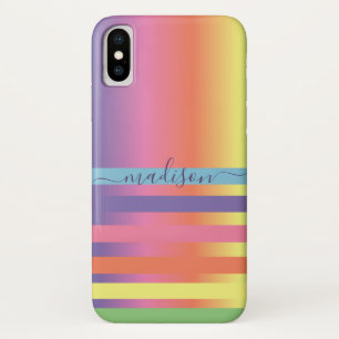 Abstract modern regenboogmonogram Jouw naam iPhone X Hoesje