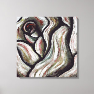 Abstract Modern Rood Zwart Roos Flower Art Paintin Canvas Afdruk