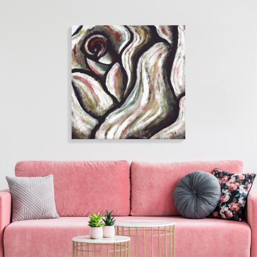 Abstract Modern Rood Zwart Roos Flower Art Paintin Canvas Afdruk (Insitu (Woonkamer))
