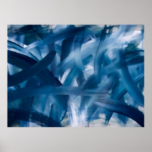Abstract modern schilderlandschap. Blauwe nachtkun Poster