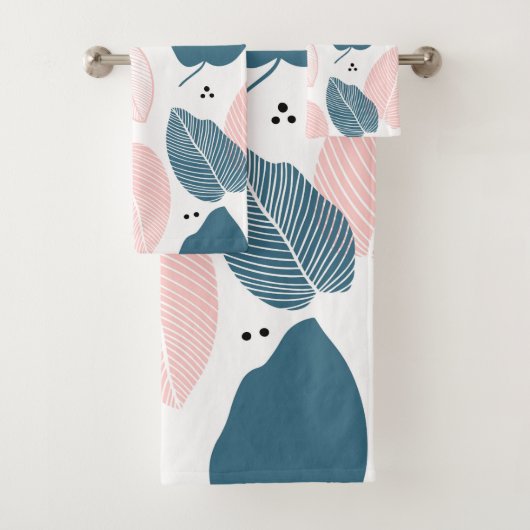 Abstract modern tropisch blad bad handdoek (Insitu)