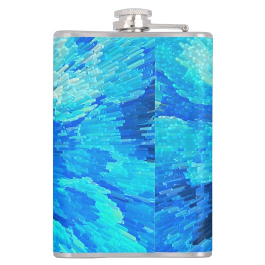 Abstract, modern, turquoise kwallenpatroon heupfles (Achterkant)