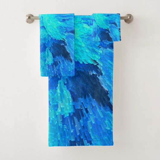 Abstract, modern, turquoise mozaïek bad handdoek (Insitu)