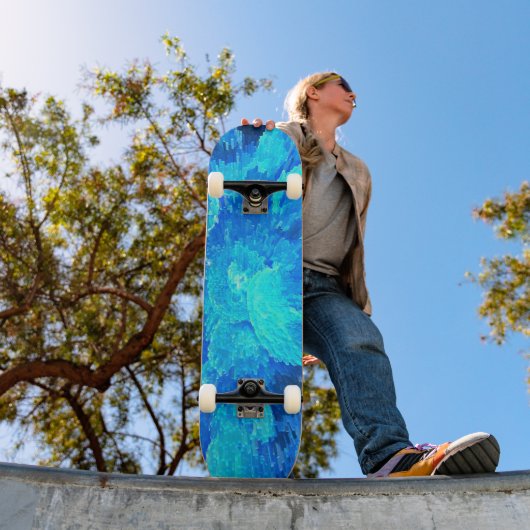 Abstract, modern, turquoise mozaïek skateboard (Buiten 1)