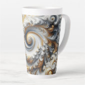 Abstract modern wervelend goud, zwart en wit latte mok (Rechterhoek)