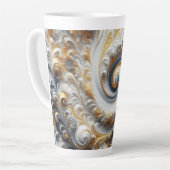 Abstract modern wervelend goud, zwart en wit latte mok (Linkerhoek)