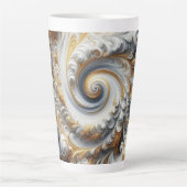 Abstract modern wervelend goud, zwart en wit latte mok (Voorkant)