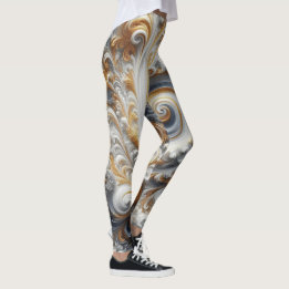 Abstract modern wervelend goud, zwart en wit leggings