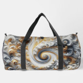 Abstract modern wervelend goud, zwart en wit plunjezak (Achterkant)