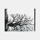 Abstract modern zwart boomsilhouet wit fleece deken (Voorkant (Horizontaal))