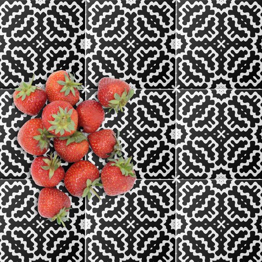 Abstract modern zwart-wit mozaïekpatroon tegeltje