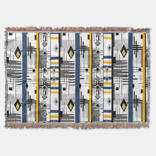 Abstract, modern zwart wit ornament geomet deken