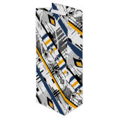 Abstract, modern zwart wit ornament geomet wijn cadeautas (Achterkant Gekanteld)