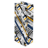 Abstract, modern zwart wit ornament geomet wijn cadeautas (Voorkant Gekanteld)