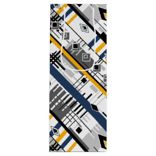 Abstract, modern zwart wit ornament geomet wijn cadeautas