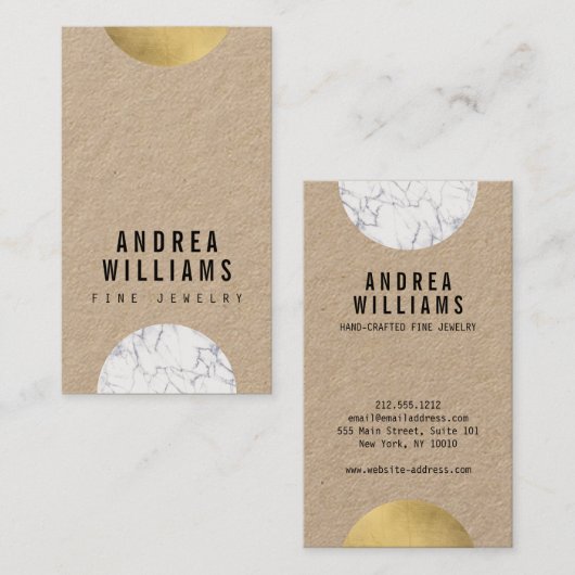 Abstract modernistisch marmer, goudontwerper visitekaartje (Voorkant / Achterkant)