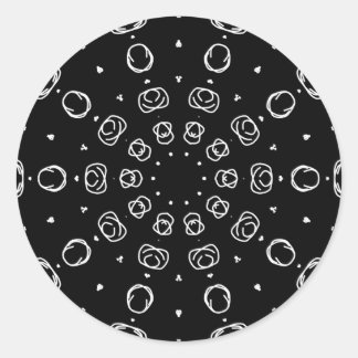 Abstract Monochrome White Mandala Geometric Patter Ronde Sticker