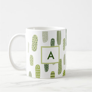 Abstract monogram groen pastel koffiemok