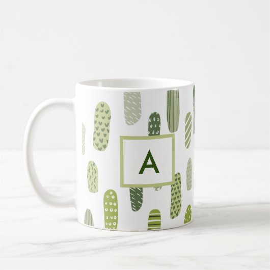 Abstract monogram groen pastel koffiemok (Links)