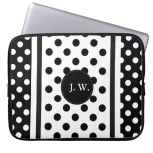 Abstract Monogram in Zwart en Wit Laptop Sleeve