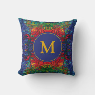 Abstract MONOGRAM Rood Blauw Groen Kussen