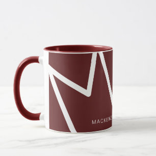 Abstract monogram rood en wit mok