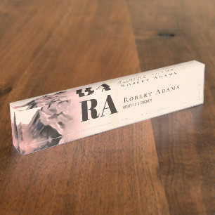 Abstract monogram roos Gold Waterverf Naambordje