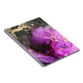 Abstract Monogram Roze Zwart Goud Alcoholinkt Notitieboek (Rechterzijde)