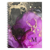 Abstract Monogram Roze Zwart Goud Alcoholinkt Notitieboek (Voorkant)