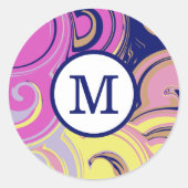 Abstract Monogram Verzendmateriaal Ronde Sticker (Voorkant)