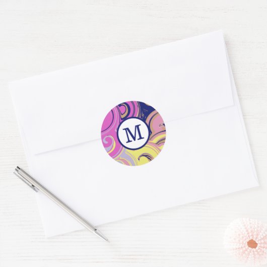 Abstract Monogram Verzendmateriaal Ronde Sticker (Envelop)