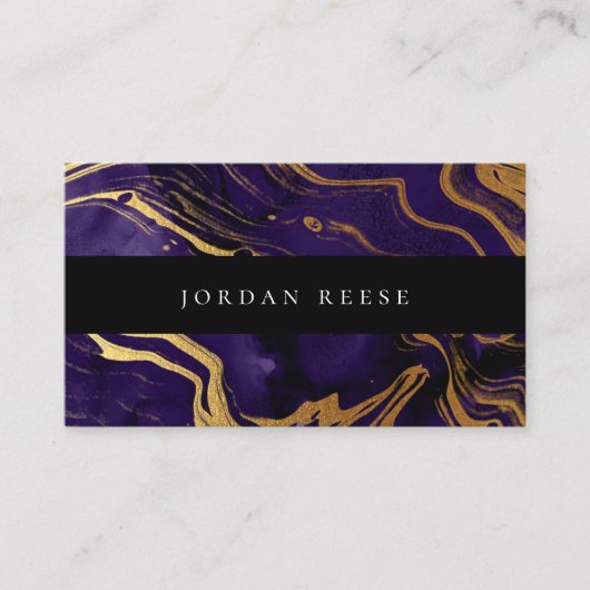 Abstract Moody Violet Gold Metallic Visitekaartje (Voorkant)