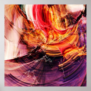 Abstract mooi paars, rood en geel helder poster