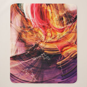 Abstract mooi paars, rood en geel helder sherpa deken