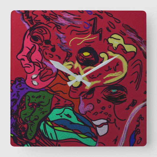 Abstract Moon Galaxy Art Square Wall Clock Vierkante Klok (Voorkant)