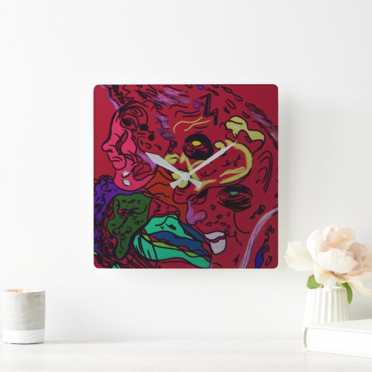 Abstract Moon Galaxy Art Square Wall Clock Vierkante Klok (Huis)