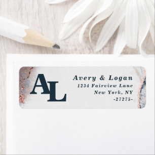 Abstract Moonlight Blue Monogram Return-adres Etiket