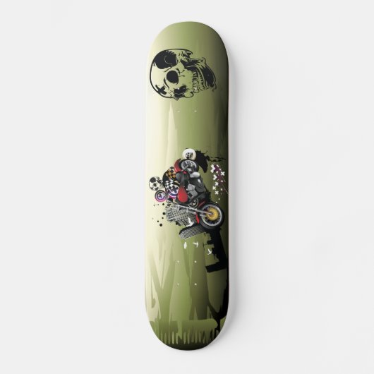 Abstract motorfietsen en schedels skateboard (Voorkant)