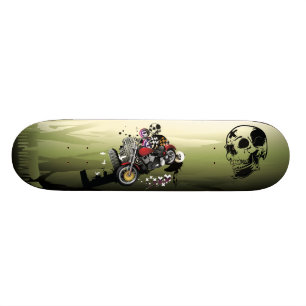 Abstract motorfietsen en schedels skateboard