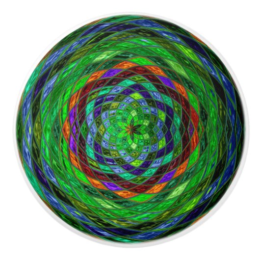 Abstract mozaïek Glas in lood #8 Keramische Knop (Voorkant)