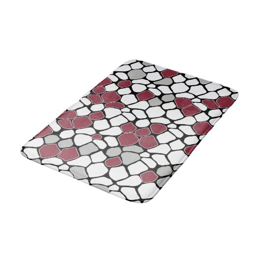 Abstract mozaïek, grijs, Bourgogne, zwart-wit Badmat (Gekanteld)