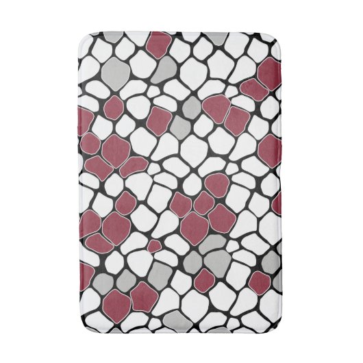 Abstract mozaïek, grijs, Bourgogne, zwart-wit Badmat (Voorkant Verticaal)